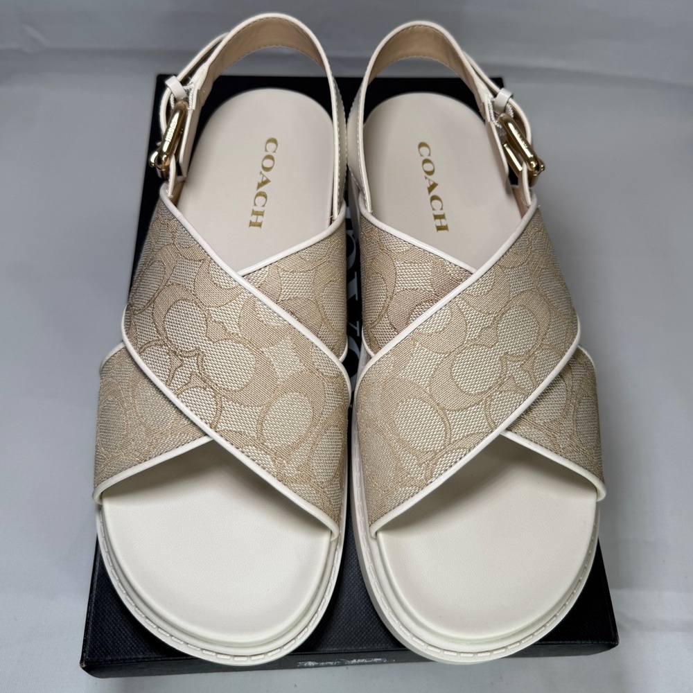 NEW Coach Fraser Jacq Sandal Light Khaki/Chalk